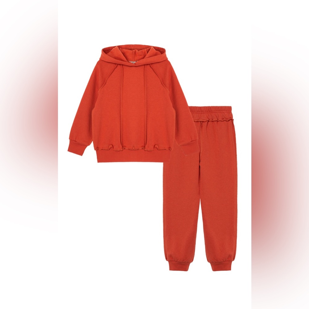 Habitual Girl sweat suit jogger hoodie 4T in rust